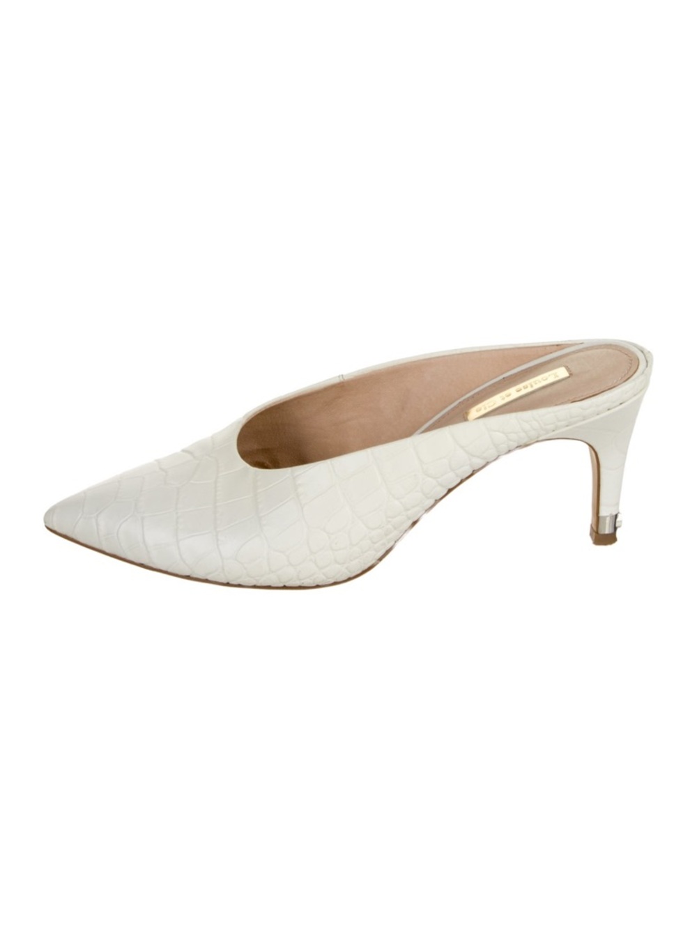 EUC Louise et Cie Karas Mules in Alabaster Mayfair Croco